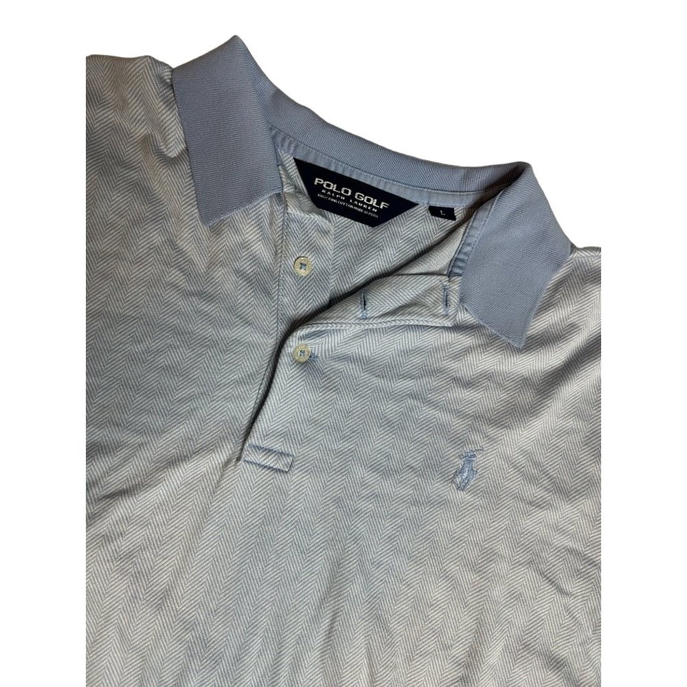 Polo Golf Ralph Lauren Prima Cotton Mens Large Blue Short Sleeve Pullover Shirt
